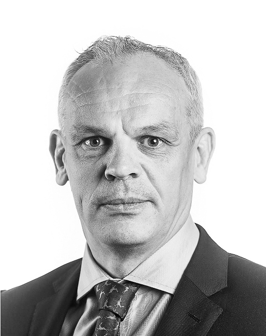 Black and white image of Andrew Dandie